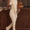 Wren Ivory Cashmere Slim Cigarette Pants
