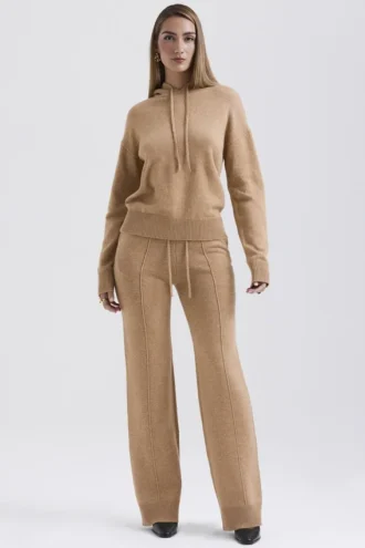 Yalina Camel Cashmere Blend Trousers