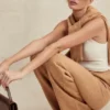 Yalina Camel Cashmere Blend Trousers