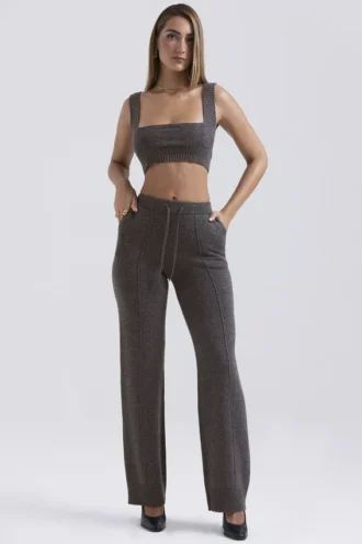 Yalina Charcoal Cashmere Blend Trousers
