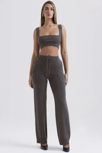 Yalina Charcoal Cashmere Blend Trousers