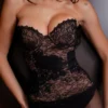 Yara Black Lace Strapless Corset Top