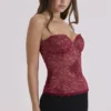 Yara Wine Lace Strapless Corset Top
