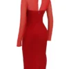 Yasmin Scarlet Plunge Midi Dress