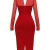 Yasmin Scarlet Plunge Midi Dress