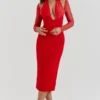 Yasmin Scarlet Plunge Midi Dress