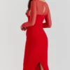 Yasmin Scarlet Plunge Midi Dress