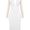 Yasmin White Plunge Midi Dress