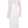 Yasmin White Plunge Midi Dress