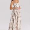 Ysabella Cream Floral Print Cotton Midi Sundress