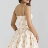 Ysabella Cream Rose Print Stretch Cotton Mini Sundress