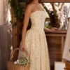 Ysabella Floral Lemon Print Cotton Midi Sundress