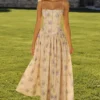Ysabella Ivory Sweet Peony Floral Print Cotton Midi Sundress