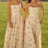 Ysabella Ivory Sweet Peony Floral Print Cotton Midi Sundress