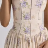 Ysabella Ivory Sweet Peony Floral Print Cotton Midi Sundress