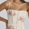 Ysabella Ivory Vintage Rose Print Cotton Midi Sundress
