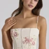 Ysabella Ivory Vintage Rose Print Cotton Midi Sundress