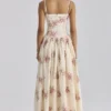 Ysabella Ivory Vintage Rose Print Cotton Midi Sundress