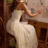 Ysabella Lemon Custom Lace + Broderie Anglaise Midi Sundress
