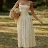 Ysabella Lemon Custom Lace + Broderie Anglaise Midi Sundress