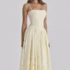 Ysabella Lemon Custom Lace + Broderie Anglaise Midi Sundress