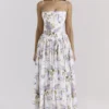 Ysabella Off White Vintage Ribbon Print Cotton Midi Sundress