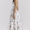 Ysabella Off White Vintage Ribbon Print Cotton Midi Sundress