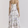 Ysabella Off White Vintage Ribbon Print Cotton Midi Sundress