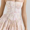 Ysabella Peach Floral Print Stretch Cotton Mini Sundress