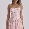 Ysabella Pink Vintage Rose Print Cotton Midi Sundress