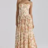 Ysabella Warm Rose Print Cotton Midi Sundress