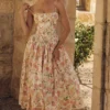 Ysabella Warm Rose Print Cotton Midi Sundress