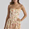 Ysabella Warm Rose Print Cotton Midi Sundress