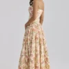 Ysabella Warm Rose Print Cotton Midi Sundress