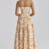 Ysabella Warm Rose Print Cotton Midi Sundress
