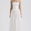 Ysabella White Posy Print Cotton Maxi Sundress