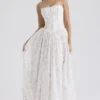 Ysabella White Posy Print Cotton Maxi Sundress