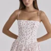 Ysabella White Rose Print Cotton Midi Sundress
