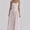 Ysabella White Rose Print Cotton Midi Sundress