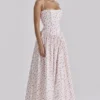 Ysabella White Rose Print Cotton Midi Sundress