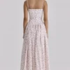Ysabella White Rose Print Cotton Midi Sundress