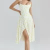 Yvette Lemon Floral Print Georgette Midi Dress