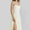 Yvette Lemon Floral Print Georgette Midi Dress