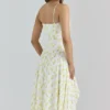 Yvette Lemon Floral Print Georgette Midi Dress