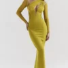 Zahra Chartreuse Plunge Maxi Dress