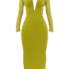 Zahra Chartreuse Plunge Maxi Dress