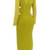 Zahra Chartreuse Plunge Maxi Dress
