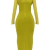 Zahra Chartreuse Plunge Maxi Dress