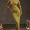 Zahra Chartreuse Plunge Maxi Dress