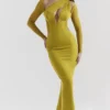 Zahra Chartreuse Plunge Maxi Dress